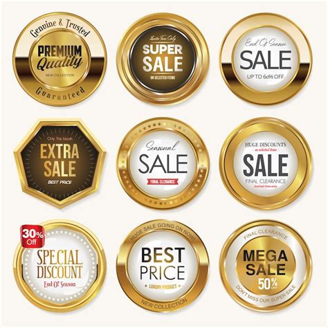 Premium Vector Collection Of Golden Badges And Labels Retro Style