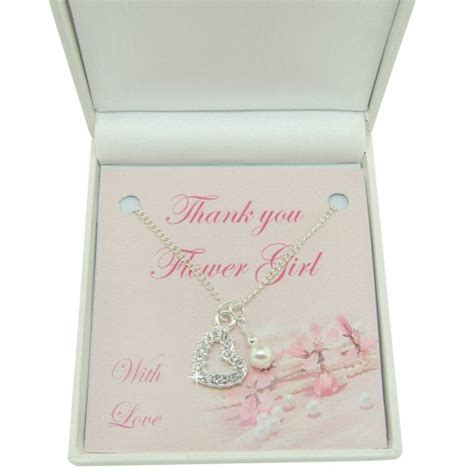 Crystal Heart And Pearl Thank You Necklace Bridal T Box