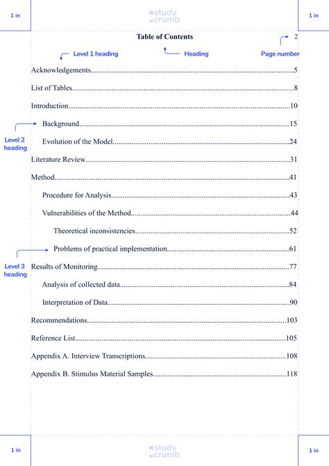 Table Of Contents Apa 6th Edition