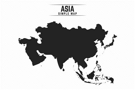 Simple Black Map Of Asia Isolated On White Background Stock