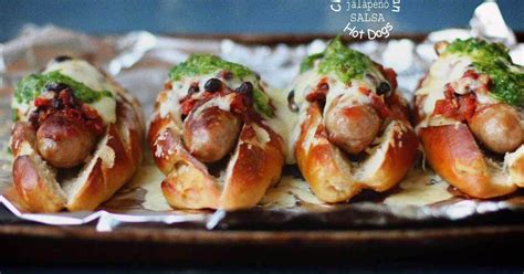 One that's crisp and blackened on the outside, moist and plump on the inside. Milk and Honey: Chilli Black Bean Hot Dogs with Jalapeno Salsa