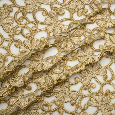Muted Gold Floral Guipure Lace Elegant Fabric Floral Laces Online