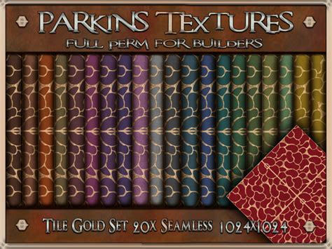 second life marketplace parkins textures tile gold set 20x full perm seamless 1024x1024