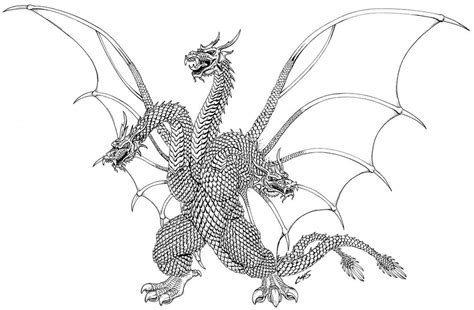 Godzilla coloring pages are a fun way for kids of all ages to develop creativity, focus, motor skills and color recognition. King Ghidorah by corvus1970 on DeviantArt