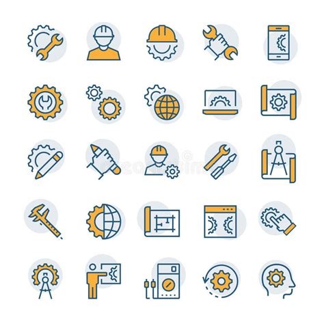 Engineering And Manufacturing Icon Set In Thin Line Style Vector