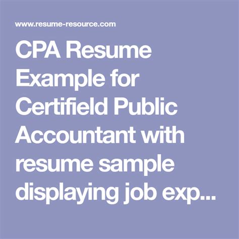 Cpa Certified Public Accountant Resume Example Cpa No Experience Jobs