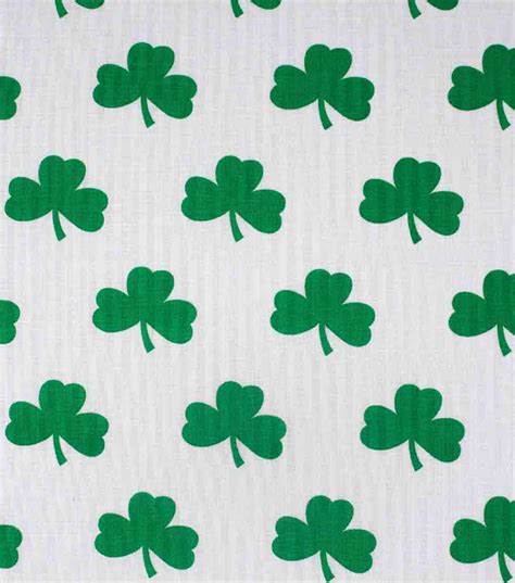 St Patricks Day Cotton Fabric Green Shamrocks On White Joann