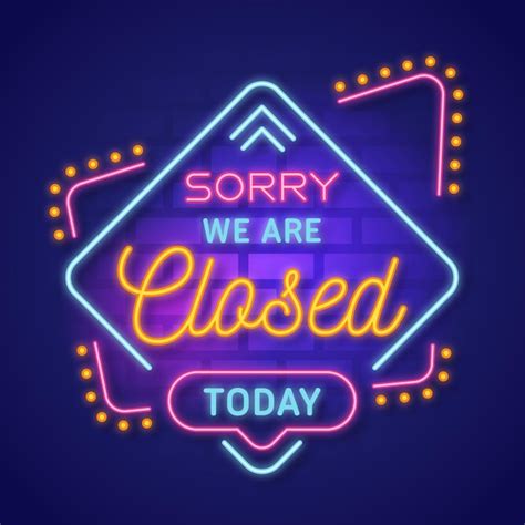 Free Vector Neon Sorry Were Closed Sign