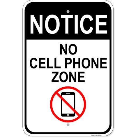 No Cell Phone Zone Aluminum Sign 18 X 12