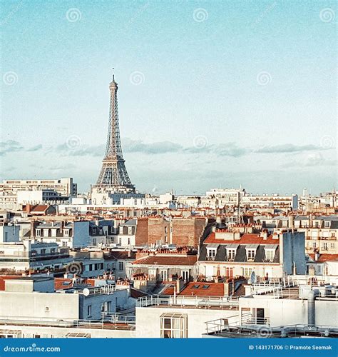 The Rooftop Of Paris And The Eiffel Tower France Stock Photo Image