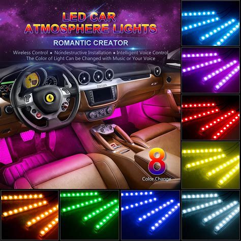 Car Led Strip Light 48 Leds Multicolor Music Car Interior Lights Under