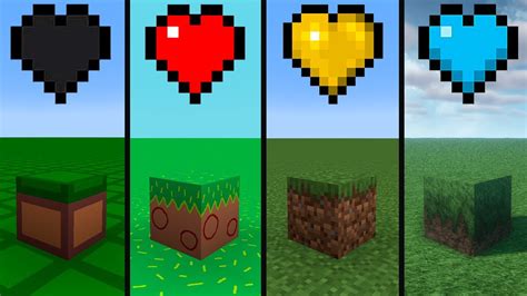 Minecraft Grass Block With Different Hearts Youtube