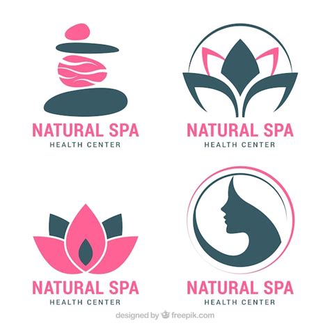 premium vector set of spa logos in flat style