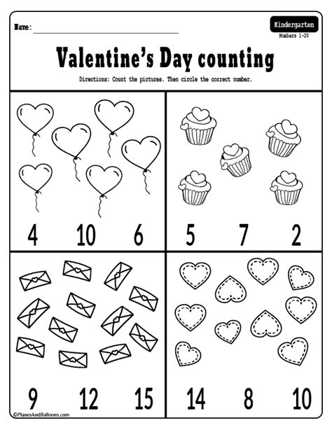 Perfect Preschool Valentine Printable Worksheets Counting Object