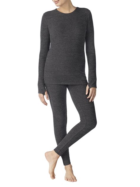 climateright by cuddl duds women s long sleeve brushed sweater knit crew neck top