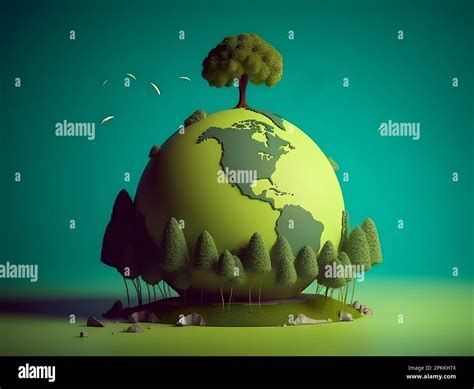 Trees On The Green World Concept Art Of World Environment Day Nature