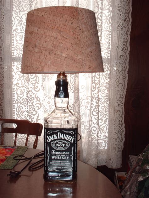 Table Lamp Made From An Old Jack Daniels Bottle With A Cork Wrapped