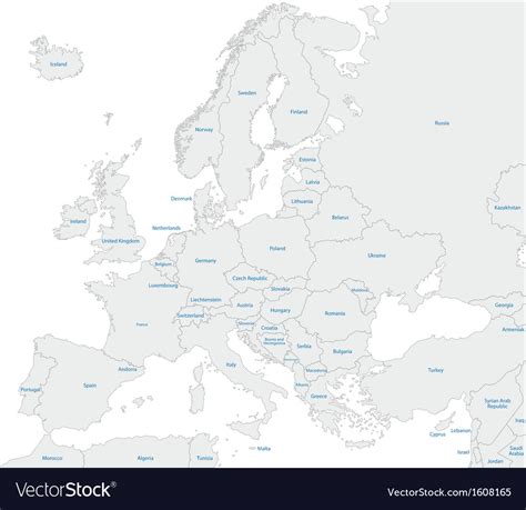 Grey Europe Map Royalty Free Vector Image Vectorstock