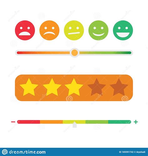 Rating Satisfaction Emoticon Bar And Stars Feedback Review In Form Of