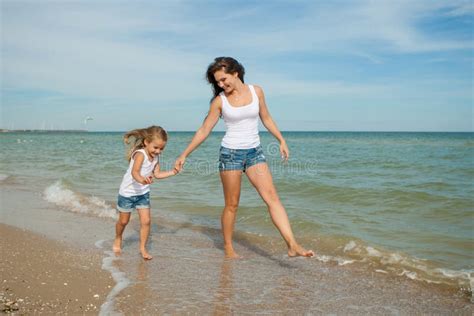 Mother And Her Daughter Having Fun On The Beach Stock Image Image Of Daughter Bright 46811099