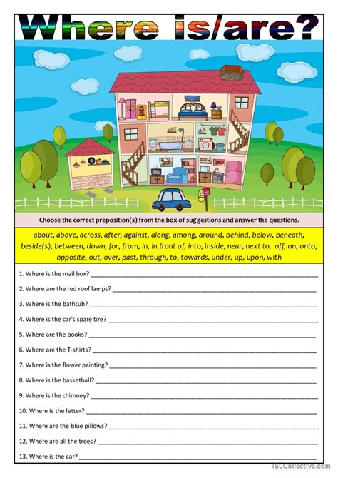 Where Isare Prepositions General English Esl Worksheets Pdf And Doc
