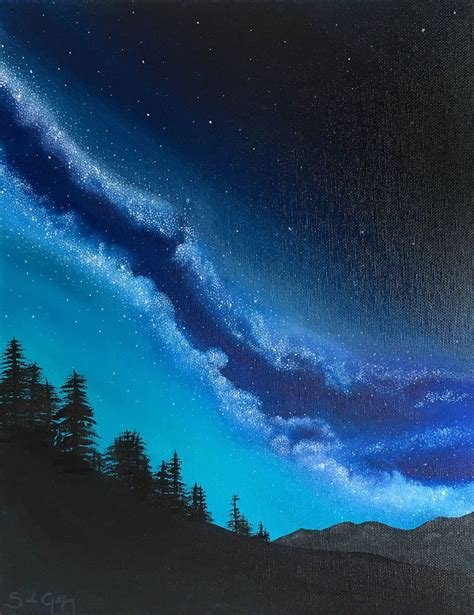 Milky Way Galaxy Art Space Painting Night Sky Painting Etsy