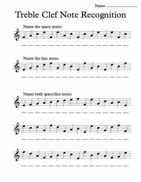 Treble Clef Notes Worksheet Elegant Treble Clef Lines And Spaces Free
