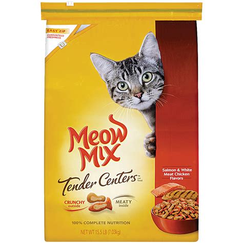 It appears that the brand's two wet recipes, organic chicken & chicken liver and. Meow Mix Tender Centers Salmon & White Meat Chicken Flavor ...