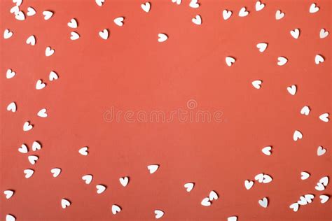 White Hearts On A Red Background Valentines Day Background Stock Image