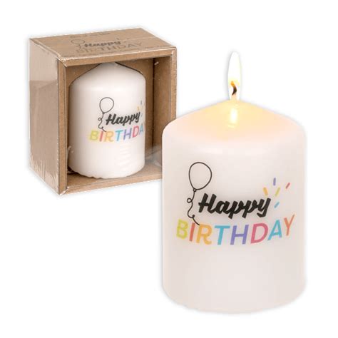 Motiv Kerze Happy Birthday In Geschenkbox 8cm
