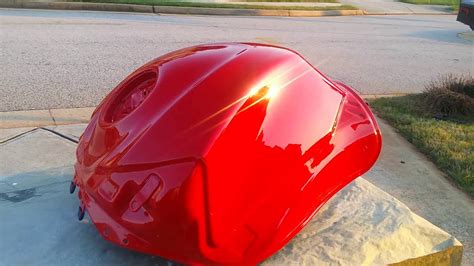 As mentioned before, the biggest part of the paint job is the preparation, but now you can actually start. Painting Motorcycle Gas Tank: UreKem Jalapeno Red No Buff ...