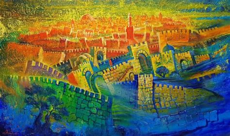 Abstract Jerusalem Painting Jerusalem City Of Light And Wisdom By