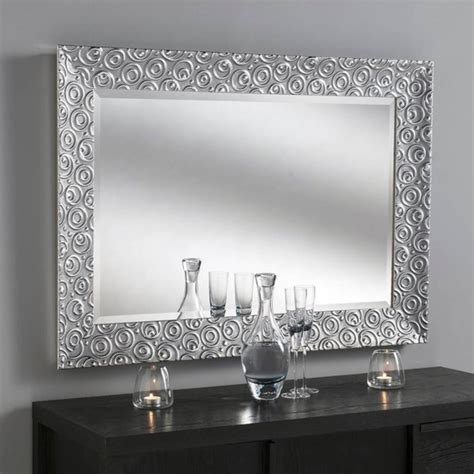silver swirl rectangular wall mirror homesdirect365