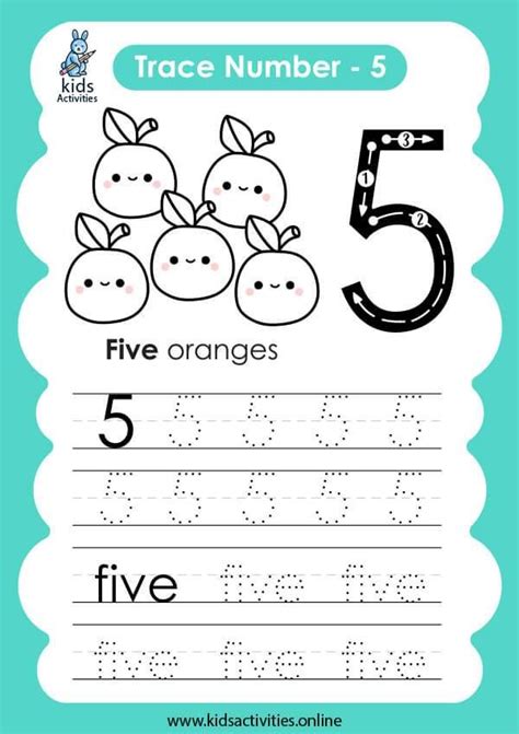 Free Tracing And Writing Number 5 Worksheet ⋆ Kids Activities Free