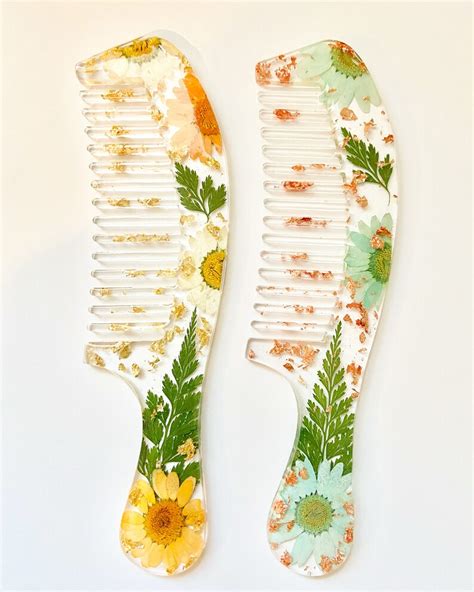 Custom Floral Resin Hair Combs Personalized Handmade Etsy