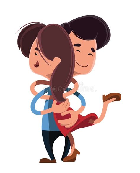 Couple Hugging Each Other Illustration Cartoon Character Stock