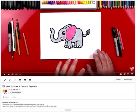 How To Draw A Cartoon Elephant Art For Kids Hub