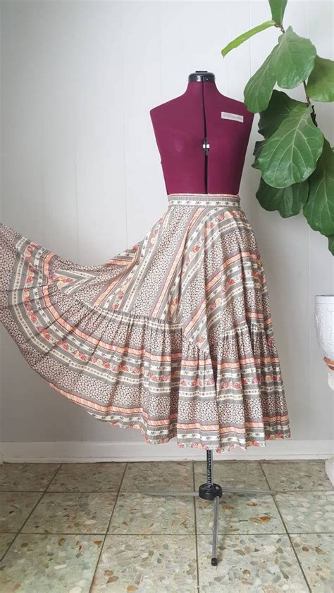 70s Lila Jean Prairie Skirt Peasant Skirt Grand Sweeping Floral Hippie