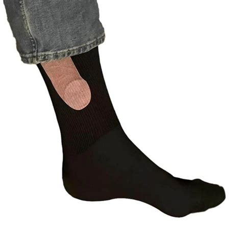 Novelty Funny Show Off Penis Socks For Men Funny Prank Socks Black White Breathable Cotton Sport