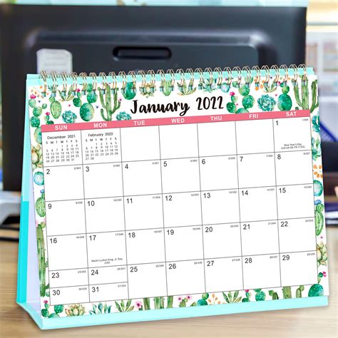 Buy Desk Calendar 2022 Standing Flip 2022 Desktop Calendar With Thick