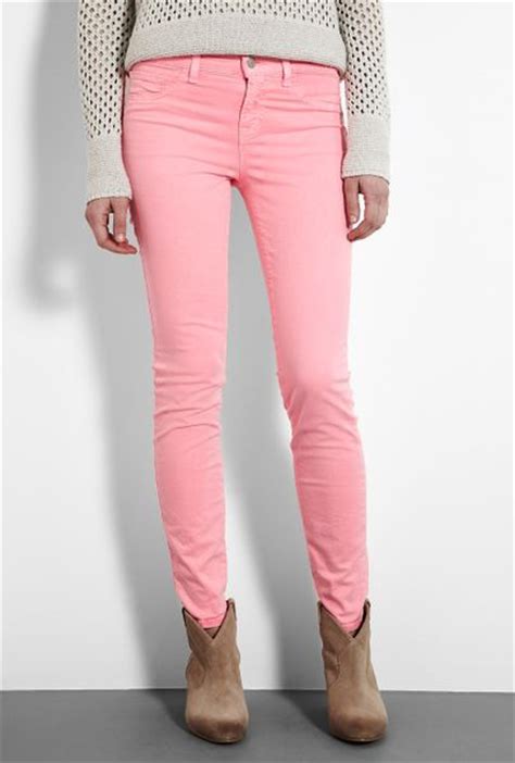 J Brand Neon Pink Mid Rise Skinny Jeans In Pink Lyst