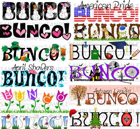 One Year Of Bunco Sets Bunco Printables