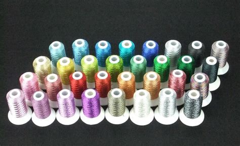 32 Mini Spools Metallic Machine Embroidery Thread Filament Ideal For