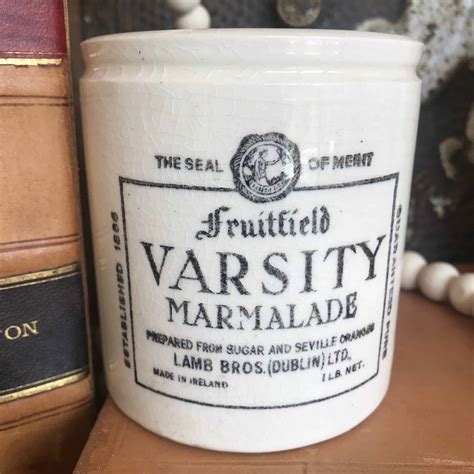 Fruitfield Varsity Marmalade 1 Chubby C Late 1800s Irish Antique
