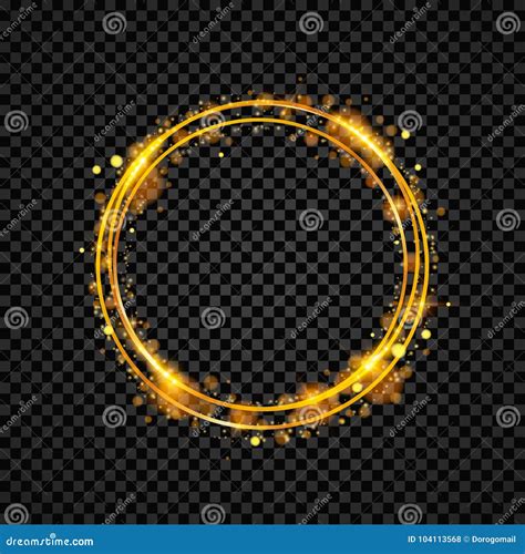 Gold Shining Round Banner Golden Circle Lights Effects Sparkle Ring