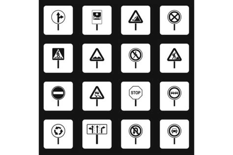 Different Road Signs Icons Set Squares Graphic By Ylivdesign · Creative