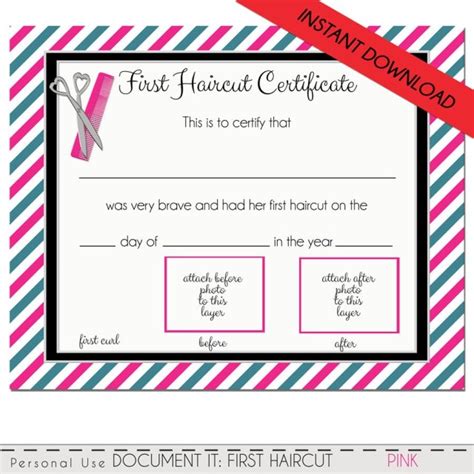 First Haircut Certificate Free Download Printable Templates Lab