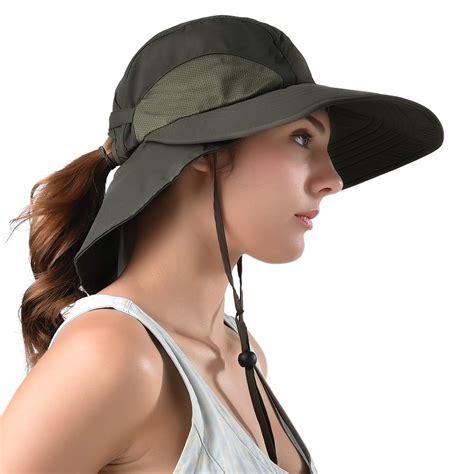 Upf50 Wide Brim Sun Hat With Neck Flap Hiking Safari Fishing Hat For
