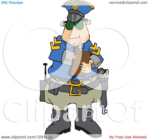 Clipart Of A Caucasian Male Police Officer Writing A Ticket Royalty
