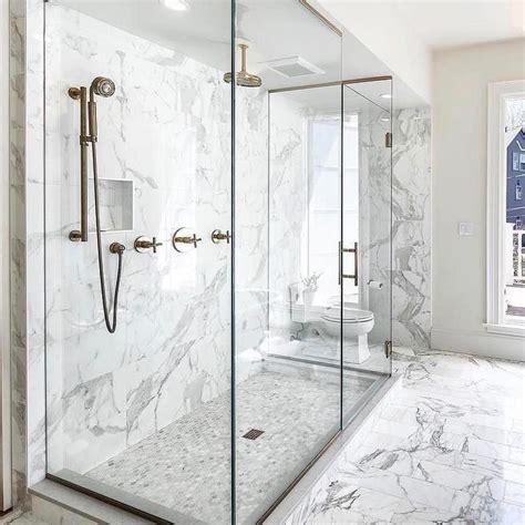 Calacatta Classico 12x24 Polished Marble Tile Master Bathroom Design